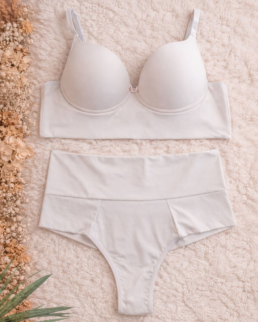 lingerie nude sutiã reforçado calcinha alta fio duplo